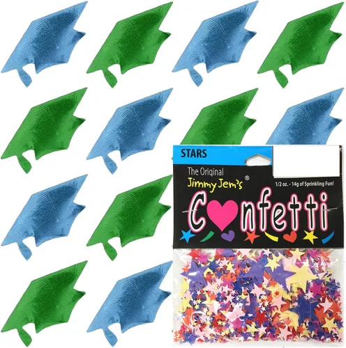 Miniatura 80 de Confetti Grad Cap Negro, Azul Marino Combo - 2 bolsas de media onza (1 oz)