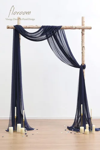 Miniatura 2 de Floroom Tela para Drapeado de Arco de Boda 2 Paneles 20 Pies Tela de Gasa Azul Marino Cortinas Drapeado Cenador Drapería Ceremonia de Boda Recepción