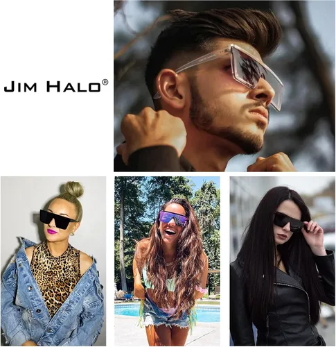 Miniatura 2 de JIM HALO Gafas de sol con escudo plano con espejo cuadrado sin montura para mujeres y hombres