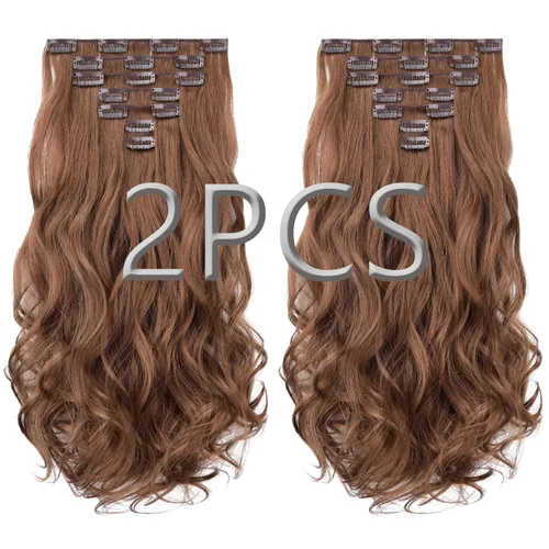 Miniatura 16 de SYXLCYGG Extensiones de cabello rubio, 2 unidades, extensiones de cabello con clip de 22 pulgadas, 5 onzas, lacio, sintético, esponjoso, rubio