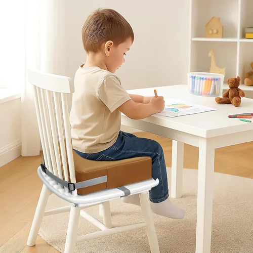Miniatura 7 de Eiury Asiento elevador para bebé para mesa de comedor y silla de cocina, cojín de PU impermeable y antiarañazos, parte inferior antideslizante