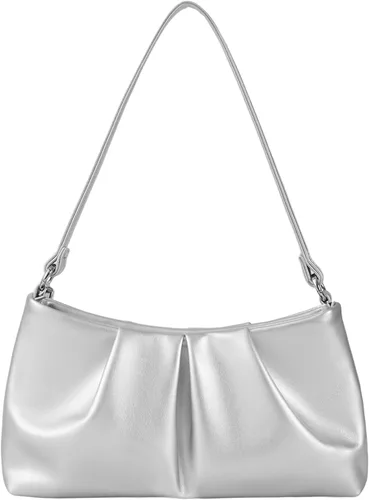 Miniatura 7 de Bolso de noche de piel sintética, bolso de mano fruncido para mujer, con correas de hombro dobles desmontables, bolso cruzado
