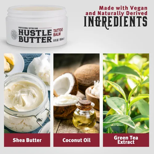 Miniatura 2 de Hustle Butter Tattoo Aftercare 5oz At Home y 1oz Bálsamo de cuidado posterior de tamaño de viaje, úsalo mientras cura nuevos tatuajes