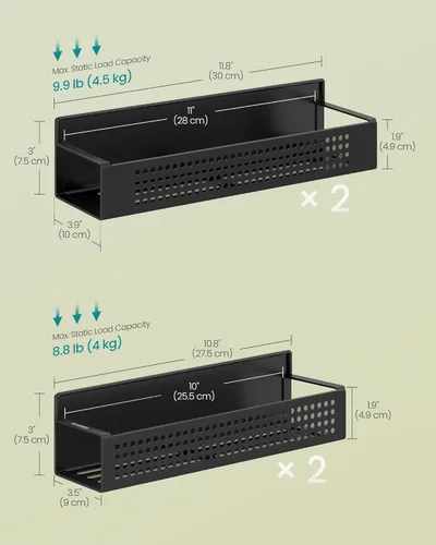 Miniatura 6 de SONGMICS Estante magnético fuerte para especias para refrigerador, juego de 4, 2 estantes magnéticos de cocina grandes y 2 pequeños para microondas