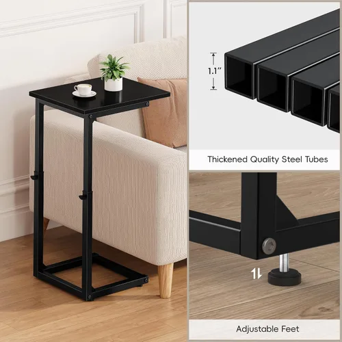 Miniatura 8 de Vagusicc Mesa auxiliar en forma de C para sofá, mesa C de 33 pulgadas de alto, mesa auxiliar de altura ajustable, mesas auxiliares de sofá con marco