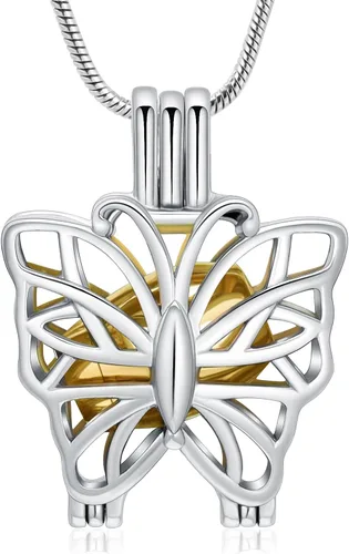 Miniatura 9 de Collar de urna de mariposa para cenizas, colgante de mariposa, collar de recuerdo de cremación para mujer Personalizar