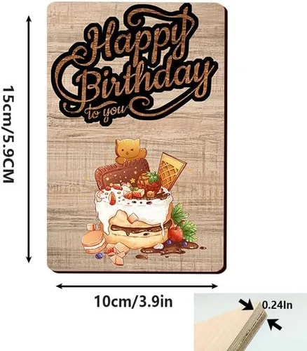Miniatura 3 de Tarjeta de felicitación de madera de feliz cumpleaños, tarjetas de felicitación de madera, regalos para mujeres, hombres, niñas, niños, esposa
