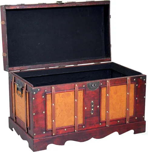 Miniatura 4 de Baúl grande del vapor del estilo antiguo, caja de almacenamiento decorativa