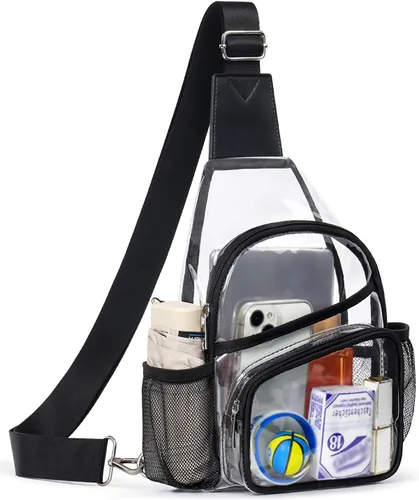 Bolsa transparente para eventos de estadio, bolsa cruzada transparente para mujeres y hombres, bolsos transparentes, mochila grande transparente 1#