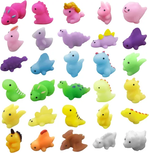 30 piezas de juguetes esponjosos Mochi, mini dinosaurios Kawaii esponjosos, juguetes suaves para aliviar el estrés, juguetes esponjosos para