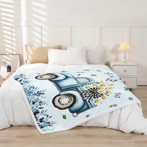 Miniatura 2 de Manta de perro de dibujos animados para niños, manta de vellón con mariposas y girasoles para decoración de dormitorio, sofá, dormitorio, manta