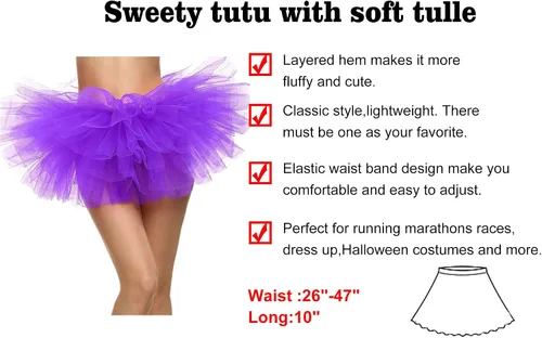 Miniatura 77 de Simplicity - Falda tipo tutú clásica de 5 capas para mujer