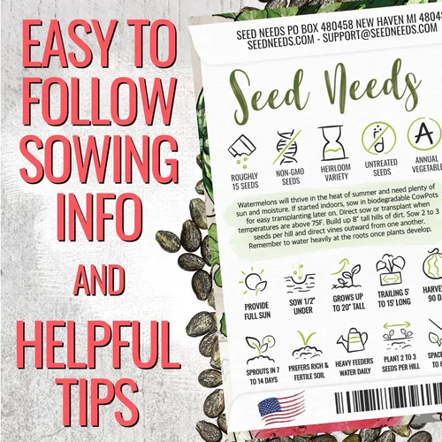 Miniatura 3 de Seed Needs Semillas de sandía para plantar frutas, semillas de melón sin OMG y agua sin tratar para plantar un jardín cultivado en casa al aire