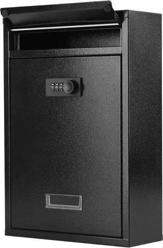 KYODOLED Buzón de pared con bloqueo, buzón con cerradura de combinación para exterior, caja de seguridad para llaves de efectivo con código para
