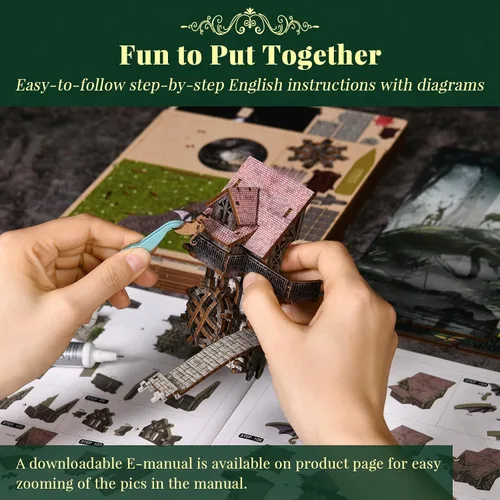 Miniatura 7 de CCCDF Kit de Rincón de Libros, Kit de Rincón de Libros con Cubierta Antipolvo para Adultos Kit de Casa en Miniatura DIY Rompecabezas de Madera 3D