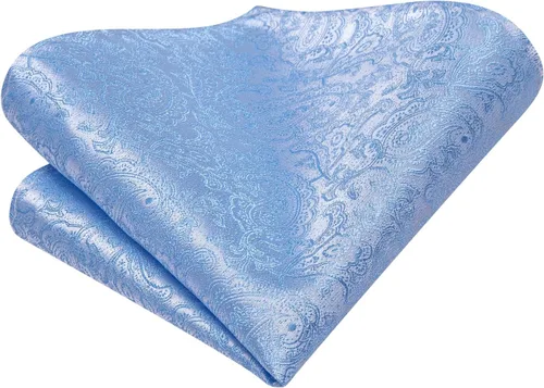 Miniatura 33 de Hi-Tie Corbatas de seda para hombre, diseño de cachemira a rayas, con bolsillo, gemelos cuadrados, conjunto formal de negocios