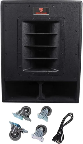 Rockville Subwoofer RBG15FA de 2400 W con alimentación activa, 15 pulgadas, diseño de bocina plegada, 600 W RMS, alta salida SPL, para DJs y eventos