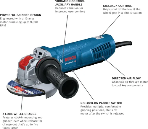 Miniatura 2 de Bosch Amoladora angular X-LOCK de 6 pulgadas GWX13-60PD sin interruptor de paleta de bloqueo