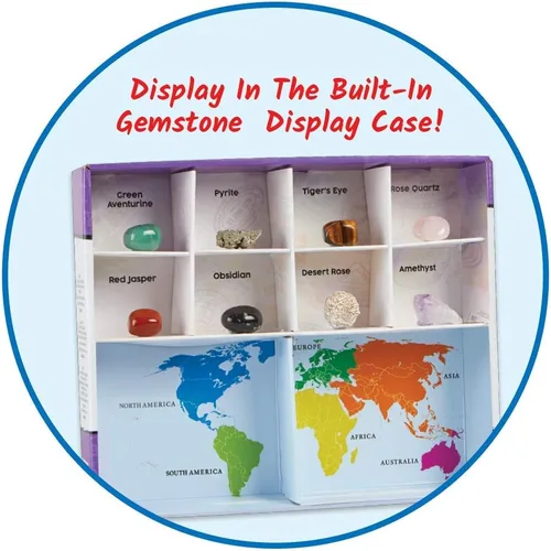 Miniatura 3 de hand2mind World of Gemstones Dig Kit, 8 piedras preciosas reales para descubrir, estuche de exhibición de piedras preciosas, kit de excavación