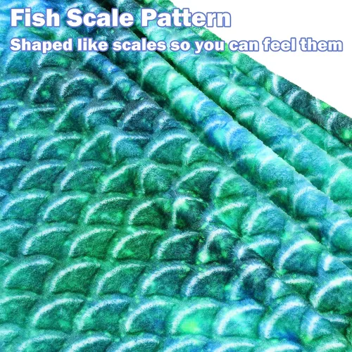 Miniatura 4 de Catalonia Manta de cola de sirena para niños, acogedor saco de dormir de sirena para niñas, patrón de escamas de pescado, regalo de sirena