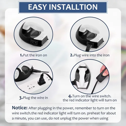 Miniatura 3 de Honoson - Plancha pequeña, térmica, portátil, práctica, con accesorios de base de carga, ideal para cuentas para planchar, parches, bricolaje, Negro