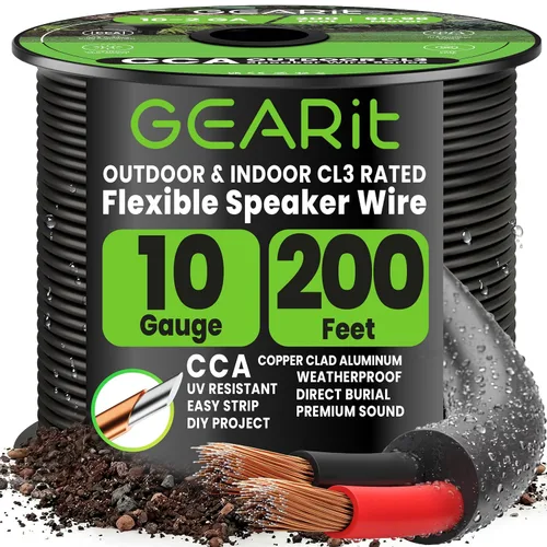 Miniatura 13 de GEARit Cable de altavoz para exteriores con clasificación CL3, cable de altavoz de calibre 10, cable de altavoz de 100 pies para altavoces