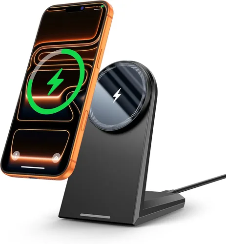 NANAMI Soporte de cargador inalámbrico magnético de 25 W, cargador de teléfono magnético rápido, alineación N52, ajustable en 360°, LED de