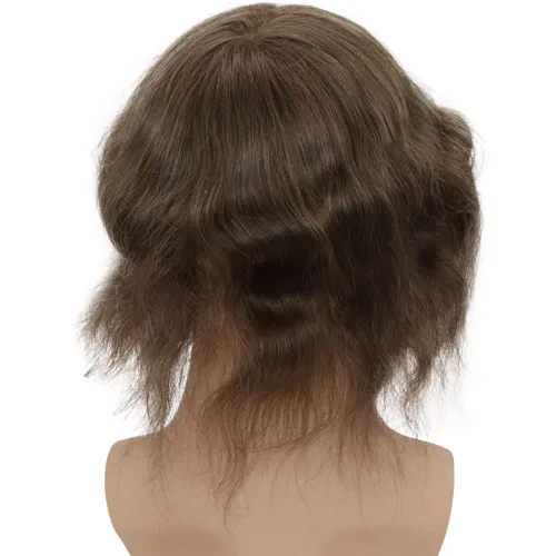 Miniatura 5 de Toupee para hombres sistemas de reemplazo de cabello humano real europeo para hombres, postizos finos, centro de encaje, piel más gruesa, pieza