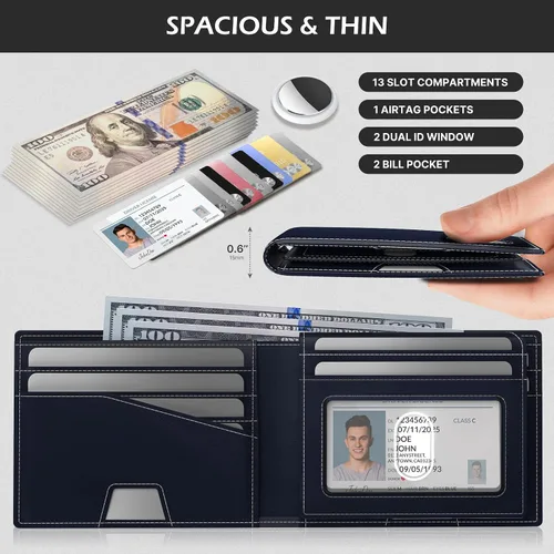Miniatura 4 de typecase Cartera para hombre, Azul Marino, Flip Out Id Bifold (1 modo)