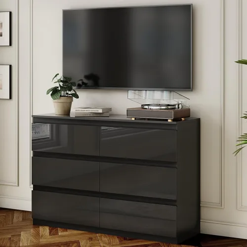 Miniatura 7 de Cómoda de 6 cajones para dormitorio, cómodas de madera de 47" de ancho, cómoda moderna con cajones para almacenamiento de ropa, organizador