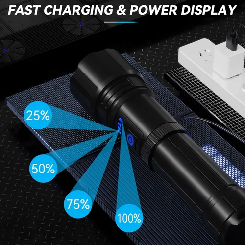 Miniatura 3 de Linternas recargables de alto lúmenes, 99,000 LM linterna LED brillante alimentada, linternas recargables USB y luces flash de mano impermeables