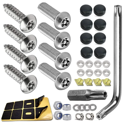 ZXFOOG Tornillos antirrobo para placa de matrícula, kits de sujetadores de pernos de acero inoxidable para soporte de marco de etiqueta de