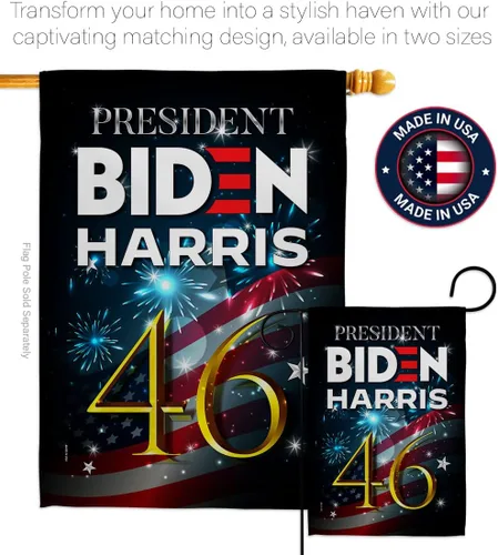 Miniatura 4 de Biden Harris Flag Juego de bandera de jardín President 46 con soporte de pared para votación patriótica, fiesta de té republicana demócrata