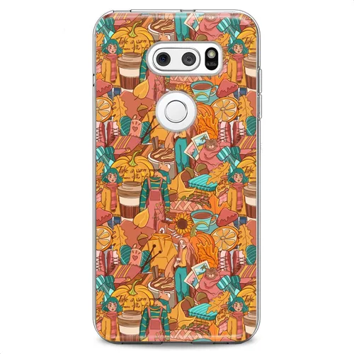 Funda de repuesto para LG G7 ThinkQ Fit Velvet G6 V60 5G V50 V40 V35 V30 Plus W30 Otoño Slim Fit Café Suave Lindo Estampado de Calabaza Silicona
