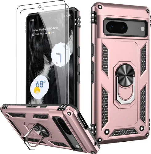 Miniatura 81 de LUMARKE Funda para Google Pixel 5 con protector de pantalla, pasa 16 pies, probada en caídas, grado militar, con soporte de anillo magnético, Rojo