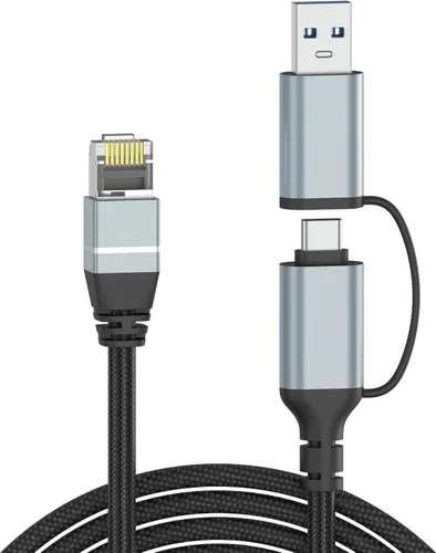Dacrown Cable USB C a Ethernet de 1.5 pies, cable LAN tipo C a RJ45, adaptador de Internet de red Gigabit, conectado directamente, Thunderbolt 4/3