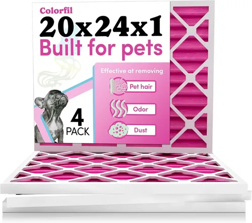 Miniatura 22 de Colorfil Filtro de aire de 14 x 20 x 1 (paquete de 4) Fabricado en los Estados Unidos Cambio de color Elimina el olor de gatos y perros MERV