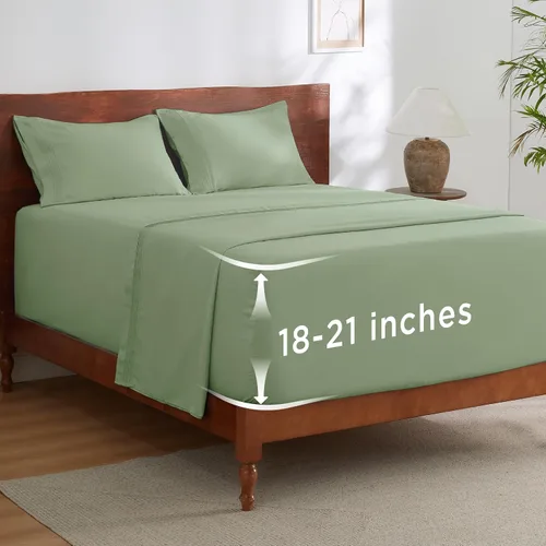 Miniatura 38 de Bedsure Juego de Sábanas King de Bolsillo Profundo - Se Adapta a Colchones de Hasta 21 Pulgadas de Grosor - 4 Piezas Sábanas de Cama GentleSoft