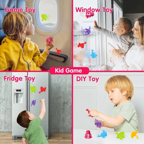 Miniatura 5 de Juguete de Baño con Ventosa para Niños de 3, 4, 5 Años, 10 Piezas de Ventosas de Animales para Bañera para Niños Pequeños, Herramientas para Ventana