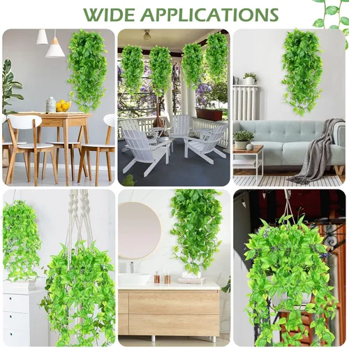 Miniatura 5 de Hoteam 12 Piezas Plantas Colgantes Artificiales de 32 Pulgadas Enredaderas de Hiedra Falsa con Hojas Falsas Plantas Artificiales de Patio Vegetación