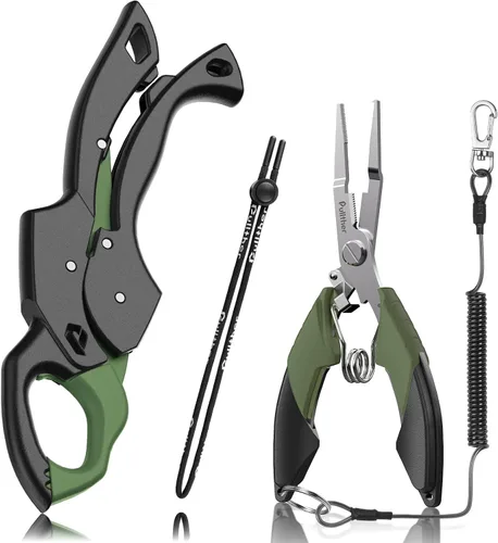 Miniatura 14 de Fish Gripper 9.2 pulgadas, cortador de línea multifunción, alicates de pesca, kit de herramientas de pesca de agua salada, equipo de pesca