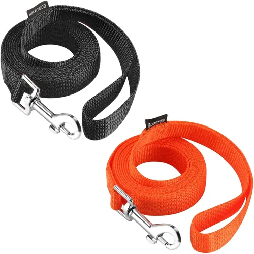 Miniatura 48 de AMAGOOD 6 pies de correas para cachorros/perros, correa de estilo tradicional resistente con gancho de cuello fácil de usar, correa para perros Negro