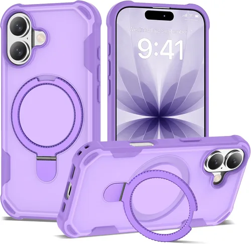 Miniatura 46 de Funda compatible con iPhone 12 y 12 Pro de 6.1 pulgadas con soporte de anillo magnético [protección militar contra caídas] [compatible con MagSafe]