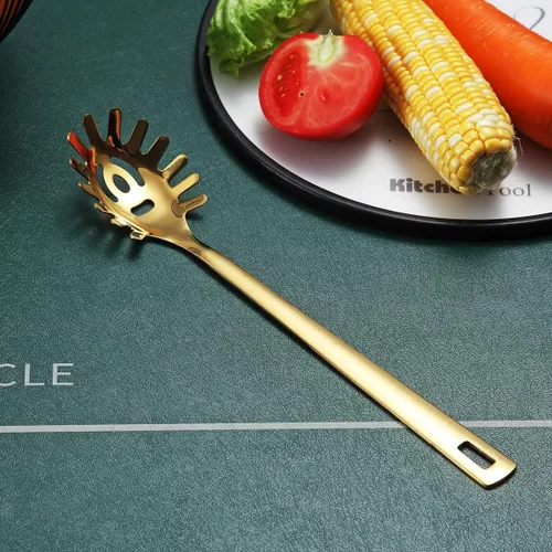Miniatura 2 de Cuchara de espagueti dorada, servidor de pasta Berglander con chapado en oro de titanio, servidor de espaguetis de acero inoxidable para cocinar