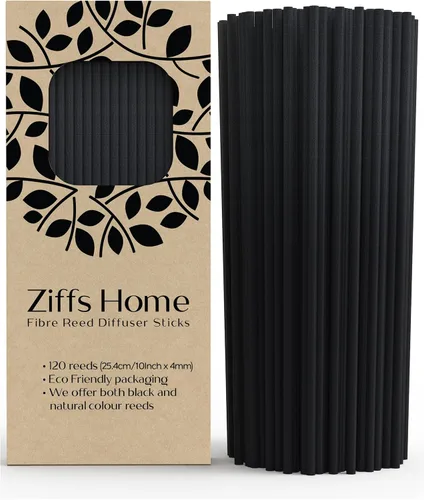 Ziffs Home® 120 piezas de varillas difusoras de fibra negra - 25.4cm/10 pulgadas de largo x 4mm/0.16 pulgadas de diámetro - Varillas gruesas -