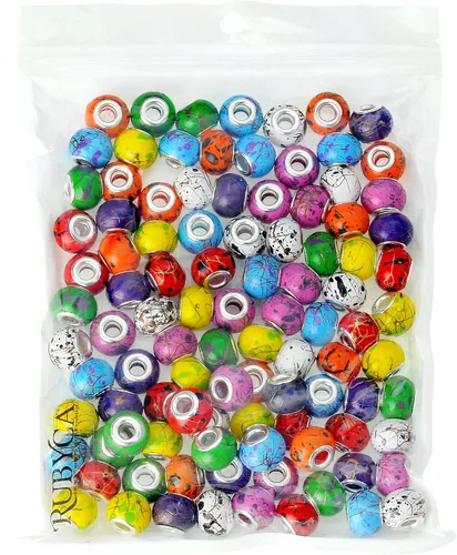 Miniatura 6 de RUBYCA 30 cuentas de cristal de Murano abstracto a granel para pulseras europeas para hacer joyas de bricolaje
