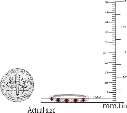 Miniatura 3 de Dazzlingrock Collection Anillo de boda apilable de aniversario para mujer con piedras preciosas redondas y diamantes blancos, oro blanco de 14