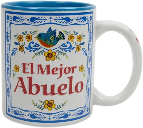 Taza El Mejor Abuelo – Regalos únicos de Abuelo en español – Taza de cerámica duradera de 12 onzas con esmalte azul – Taza para el mejor abuelo para