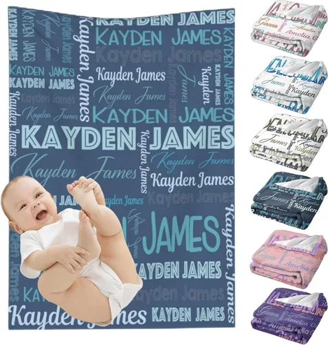 Miniatura 9 de Mantas de bebé personalizadas para niñas y niños, mantas de bebé personalizadas con nombre para niños y niñas, regalos personalizados para bebés
