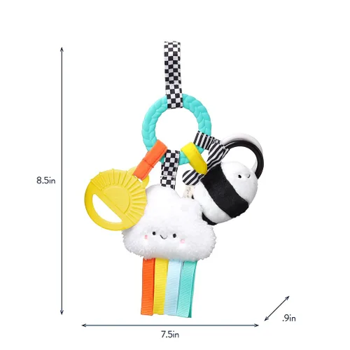Miniatura 7 de Itzy Ritzy Juguete de Actividad para la Dentición - Juguete de Dentición Infantil Bitzy Busy Ring con Anillo Trenzado y Juguetes Colgantes, Incluye